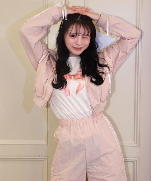 🎀iLiFE! 心花りりさん×TITTY&CO.🎀【セットアップ/2色展開】ラインリボンパーカー