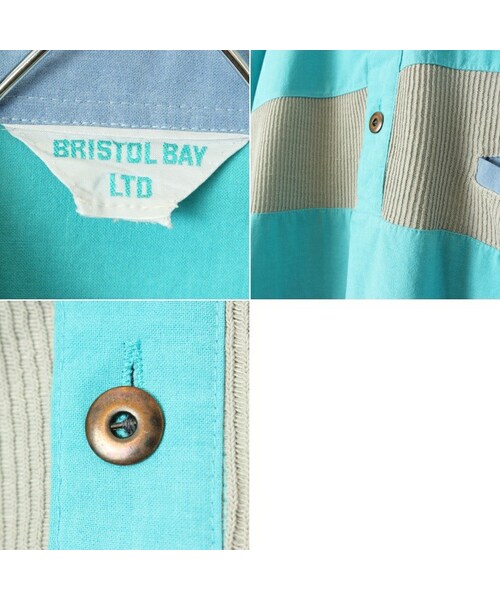 --(--)の「80s 90s USA BRISTOL BAY LTD プルオーバー シャツ メンズL相当 ライトブルー 半袖 アメリカ古着(シャツ/ブラウス・レディース・ブルー・L)」の2枚目の写真