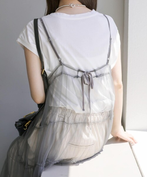 PUAL CE CIN(ピュアルセシン)の「チュールキャミワンピース(ワンピース/ドレス・レディース・グレー/ブラック・FREE)」の1枚目の写真