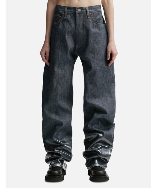 Lacquered Turn-up Jeans
