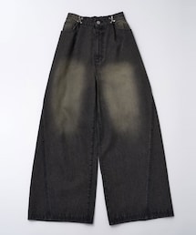 OLIVE des OLIVE | ウエストホック切替ワイドデニムパンツ(デニムパンツ)