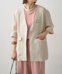 24ss Masaco Teranishi リネンボリュームスリーブ ジャケット セール】 コンパクトリネン ハーフスリーブジャケット