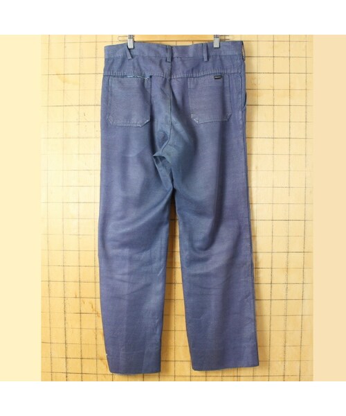 --（--）の「70s 80s フランス製 ワーク ペインター パンツ W34相当 ブルー ユーロ ヨーロッパ古着（スラックス・レディース・ブルー・W34）」の4枚目の写真