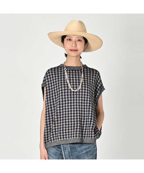 45Rギンガムジャカードのノースリーブキャミ: WOMEN｜45R