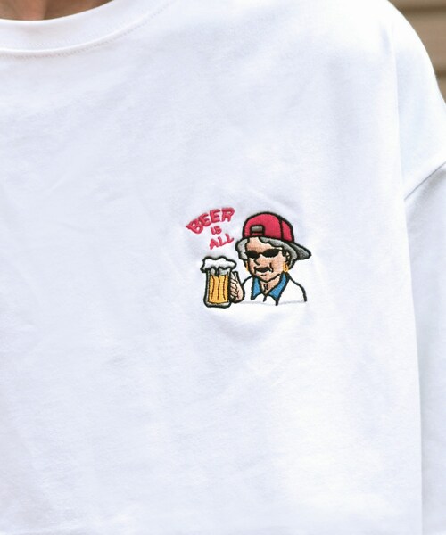 Leyline(レイライン)の「Beer break tee(Tシャツ/カットソー・レディース・ホワイト/ブラック・M/L/XL)」の4枚目の写真