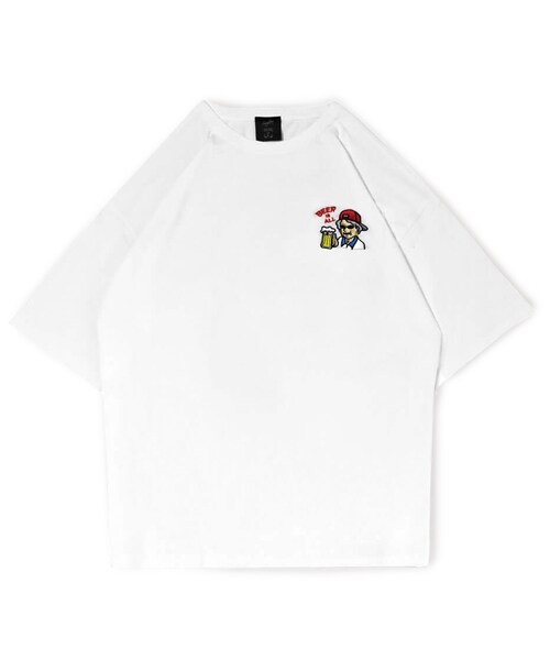 Leyline(レイライン)の「Beer break tee(Tシャツ/カットソー・レディース・ホワイト/ブラック・M/L/XL)」の5枚目の写真