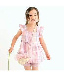 SLAP SLIP | マドラスチェック柄チュニック+裾リボンショートパンツ2点セット(80~140cm)(その他トップス)