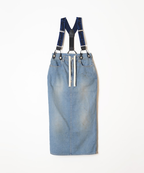 LIMITED PAINT DENIM DRAWSTRINGS SUSPENDER SKIRT