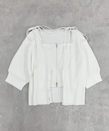 one after another NICE CLAUP | 【セットアイテム】肩リボンキャミ+カーディガンリブニット(ニット/セーター)