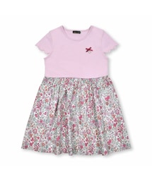 BeBe | ローンブーケフラワー切り替えスカラップ袖ワンピース(80~150cm)(ワンピース)