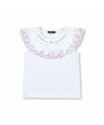 BeBe | スカラップお花刺しゅうヨークフリルTシャツ(90~150cm)(Tシャツ/カットソー)