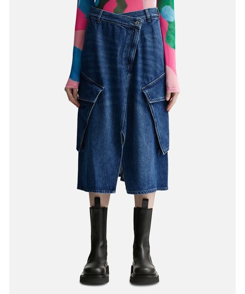 CARGO MIDI DENIM SKIRT
