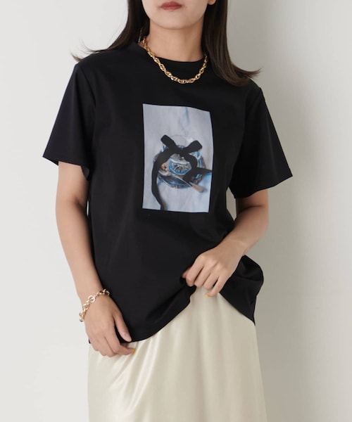 Lui's(ルイス)の「フォトプリントTシャツ ribbon リボン(Tシャツ/カットソー・レディース・ホワイト/ブラック・F)」の2枚目の写真