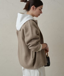 Loungedress ラウンジドレス  ノーカラー　ロングカーディガン　ジャケット　透け感  F ベージュ/ホワイト LOUNGEDRESS（ラウンジドレス）｜ノーカラージャケット一覧 - WEAR
