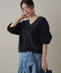 極美品　Loungedress FURカシミヤVニット　アイボリー LOUNGEDRESS（ラウンジドレス）の「FURカシミヤVニット（ニット