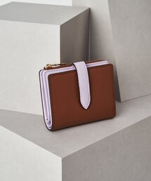 美品✨russet ラシット レザーベルト 三つ折り財布 グリーン コンパクト Daily russet/デイリー ラシット フェイクレザーエンボス ガマグチ折