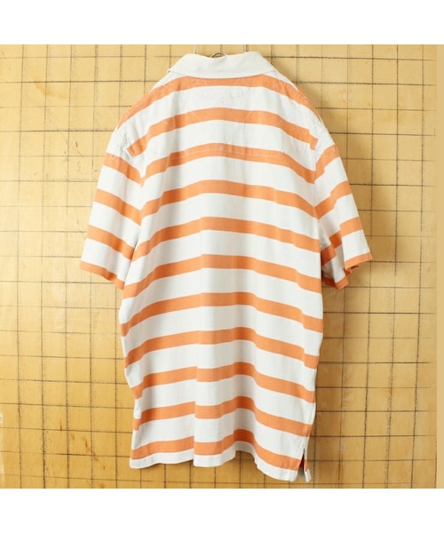POLO RALPH LAUREN（ポロ ラルフ ローレン）の「USA Polo RALPH LAUREN ポロ ラルフローレン 半袖 ボーダー ラガーシャツ オレンジ メンズXL アメリカ古着（シャツ/ブラウス・レディース・オレンジ・XL）」の3枚目の写真