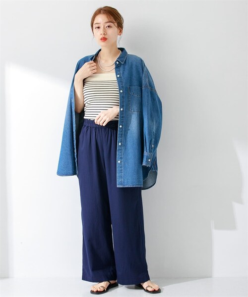 URBAN RESEARCH Sonny Label（アーバンリサーチサニーレーベル）の「棉質彩色輕便寬褲（その他・レディース・米色/開心果綠/藍色/藏青色・米色/開心果綠/藍色/藏青色）」の15枚目の写真