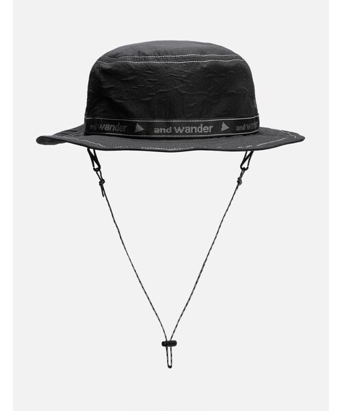 and wander アンドワンダー JQ tape hat 黒 BLACK and wander Black JQ Tape Hat and Wander