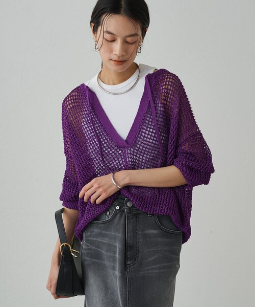 Loungedress - 【Loungedress】ラウンジドレス  スキッパーメッシュニット LOUNGEDRESS（ラウンジドレス）の「スキッパーメッシュニット