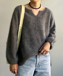 SHENERY | ファーカシミヤキーネックニット(ニット/セーター)
