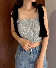 one after another NICE CLAUP | リボン取り外し可/シャーリングビスチェ(その他トップス)