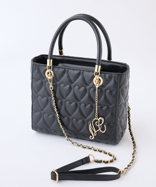 one after another NICE CLAUP(ワンアフターアナザーナイスクラップ)の「ビッグハートキルティングミニトートバッグ(ショルダーバッグ・レディース・アイボリー/ベージュ/ブラック・FREE)」の2枚目の写真