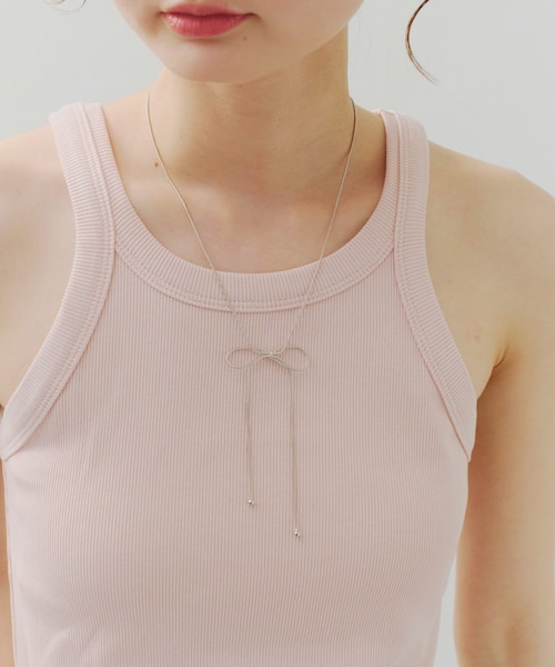 Lattice（Lattice）の「ロングリボンネックレス（ネックレス・レディース・ゴールド/シルバー・FREE）」の2枚目の写真