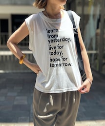 un dix cors（アンディコール）の「《予約》《レイヤードが楽しめる》シアーロゴノースリタンク（タンクトップ）」