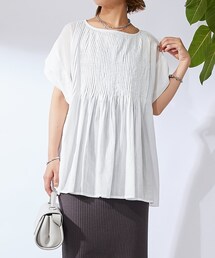 un dix cors（アンディコール）の「《予約》《お腹回り・腰回りカバー◎》コットンボイルピンタックチュニック（トップス）」