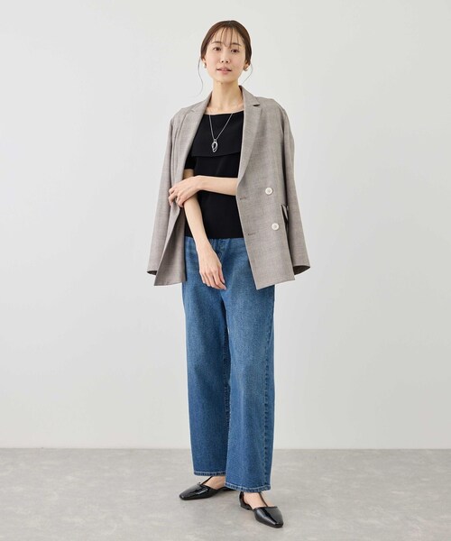 ROPE' PICNIC（ロペピクニック）の「八方映えニット ハーフスリーブケープニットプルオーバー/UVカット・接触冷感・イージーケア（ニット/セーター・レディース・ブラック/オフホワイト/ブラウン/サックス・F）」の15枚目の写真