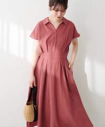 natural couture | 【WEB限定】涼しげスキッパー衿お上品ワンピース(Lサイズ)(シャツワンピース)