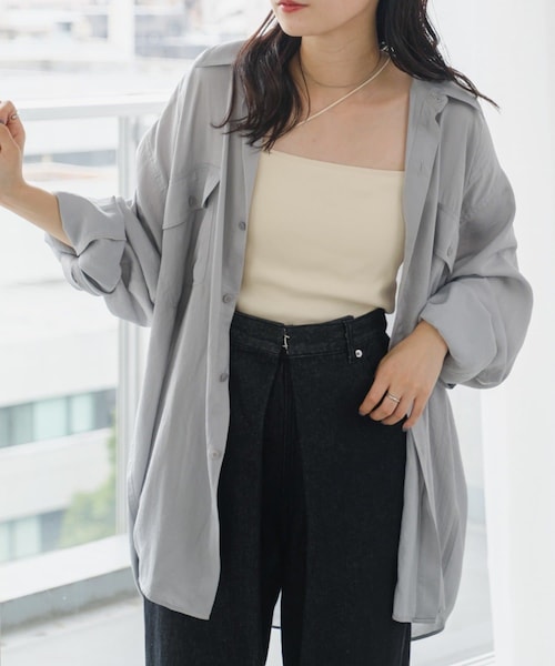 Kastane - 新品タグ付き　サテンビッグシャツ Kastane ブラウス シャツ 「初夏にも着れる」サテンビッグシャツ