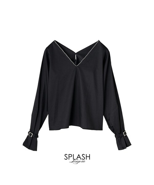 SPLASH(スプラシュ)の「Desir Front gathers Blouse BK(シャツ/ブラウス・レディース・ブラック・one size)」の2枚目の写真