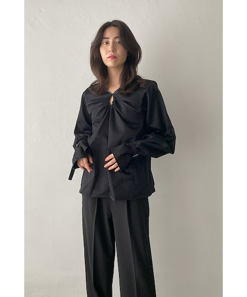 SPLASH(スプラシュ)の「Desir Front gathers Blouse BK(シャツ/ブラウス・レディース・ブラック・one size)」の3枚目の写真