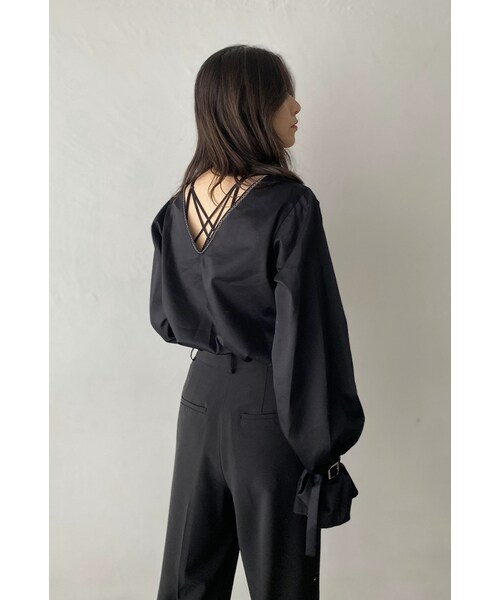 SPLASH(スプラシュ)の「Desir Front gathers Blouse BK(シャツ/ブラウス・レディース・ブラック・one size)」の4枚目の写真
