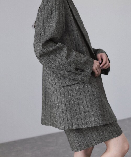 ADAM ET ROPE'（アダムエロペ）の「ダブルブレストツイード＆チェックジャケット（テーラードジャケット・レディース・グレー/ブラウン・36/38）」の13枚目の写真