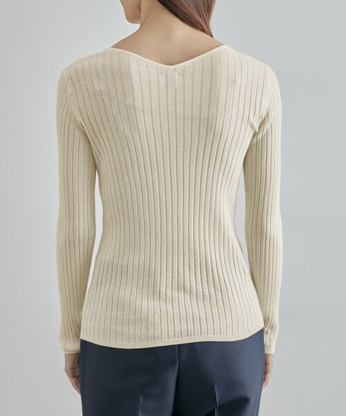 ROPE'(ロペ)の「【限定店舗・J'aDoRe限定】エレガンス キュアフィーロ Vネックリブプルオーバー(Tシャツ/カットソー・レディース・ネイビー/オフホワイト・F)」の13枚目の写真