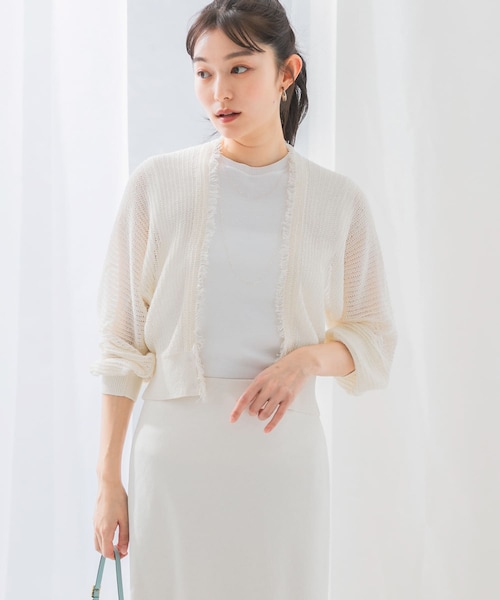 URBAN RESEARCH ROSSO（アーバンリサーチロッソ）の「柄編みフリンジカーディガン（カーディガン/ボレロ・レディース・navy/off/aqua・FREE）」の7枚目の写真