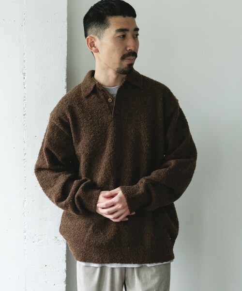 URBAN RESEARCH DOORS（アーバンリサーチドアーズ）の「ブークレ ニットポロシャツ（ニット/セーター・メンズ・BROWN/NAVY/BLACK・M/L）」の18枚目の写真