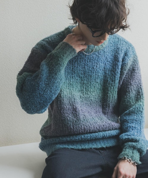 SENSE OF PLACE by URBAN RESEARCH（センスオブプレイスバイアーバンリサーチ）の「『ユニセックス』ブークレグラデーションニット（ニット/セーター・メンズ・L.GRAY/CHARCOAL/BLUE/ORANGE/YELLOW/BROWN・M/L）」の10枚目の写真