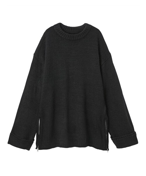 nissen（ニッセン）の「裾ファスナー付きクルーネックセーター（ニット/セーター・メンズ・ブラック/セルリアンブルー・S/M/L/LL/3L）」の11枚目の写真