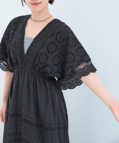 URBAN RESEARCH ROSSO（アーバンリサーチロッソ）の「インドコットンエンブロイダリーワンピース（ワンピース・レディース・BLACK・Free）」の10枚目の写真