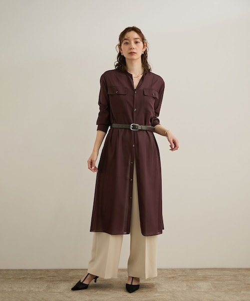 ROPE'（ロペ）の「【洗える】サファリシャツドレス（シャツワンピース・レディース・オフホワイト/ブラウン・36/38）」の12枚目の写真