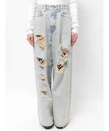 EMODA | バルキーワイドハイウエストクラッシュジーンズ(デニムパンツ)