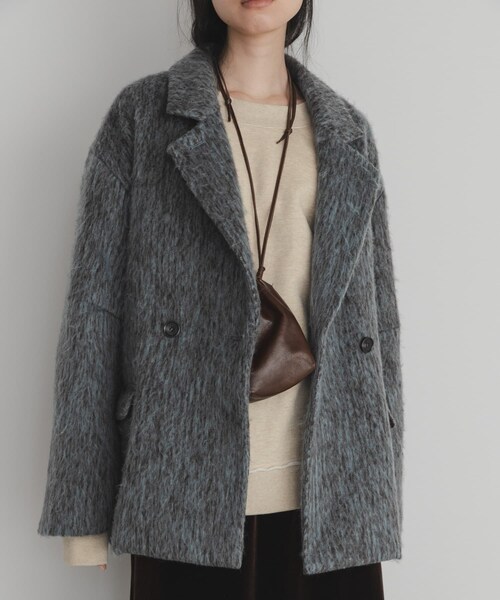 KBF（ケイビーエフ）の「シャギーテーラードジャケット（テーラードジャケット・レディース・CHARCOAL/BLUE MIX/MOCHA・One）」の6枚目の写真