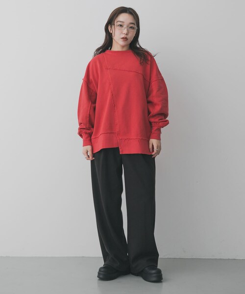 SENSE OF PLACE by URBAN RESEARCH（センスオブプレイスバイアーバンリサーチ）の「キリカエピグメントルーズスウェット（スウェット・レディース・CHARCOAL/RED/BROWN・One）」の14枚目の写真