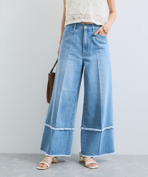 VIS（ビス）の「フリンジフレアデニム（デニムパンツ・レディース・ブルー系/サックス・M/S）」の3枚目の写真