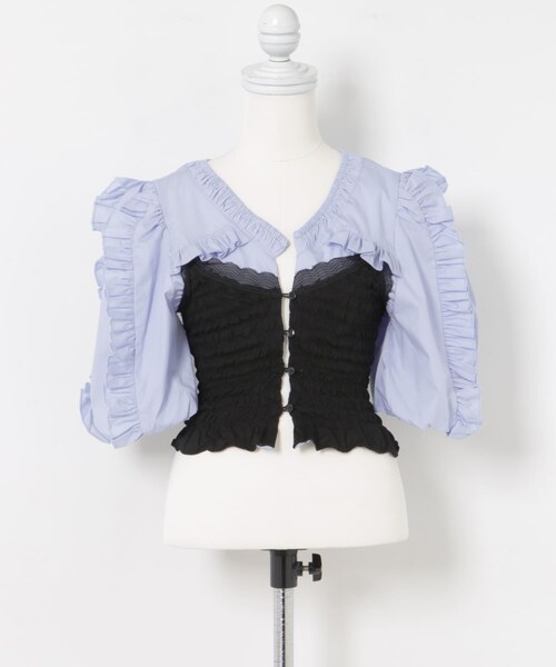 THE GOODLAND MARKET（ザグッドランドマーケット）の「old honey　68℃ bustier shirt（シャツ/ブラウス・レディース・L.blue/white・FREE）」の13枚目の写真