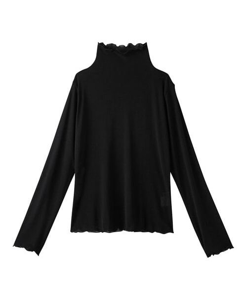 nissen（ニッセン）の「小さいサイズ　シアーハイネックカットソー　低身長さん・小柄女性（Tシャツ/カットソー・レディース・アイボリー/ブラック・PSS/PS/PM/PL）」の8枚目の写真